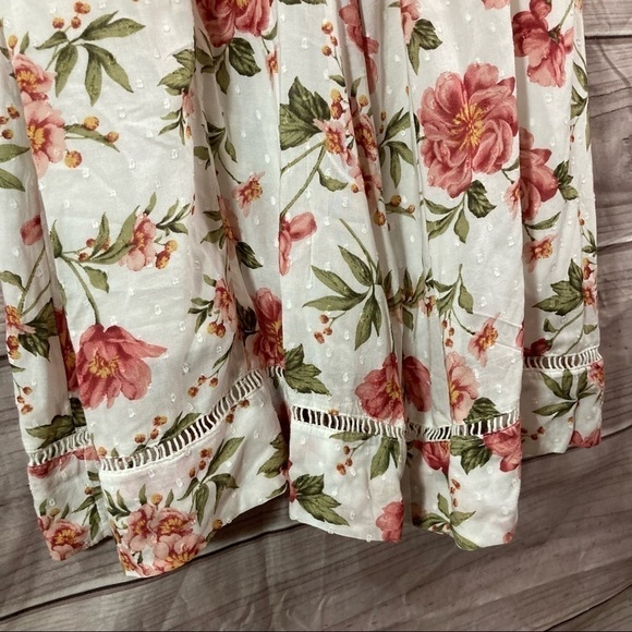 Aeo White Swiss Dot Floral Wide Leg Crop Jumpsuit - Picture 9 of 13